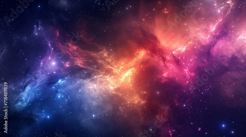 Nebula and galaxies in space. Abstract cosmos background © Artem