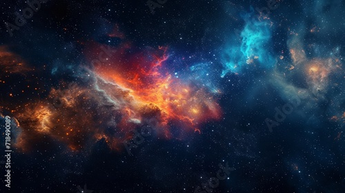 Nebula and galaxies in space. Abstract cosmos background © Artem