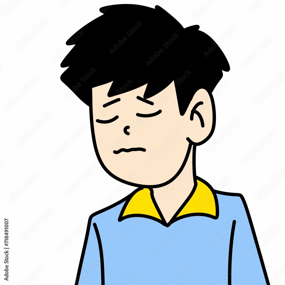 isolated cartoon of a boy with a headache isolated cartoon of a boy with a headache