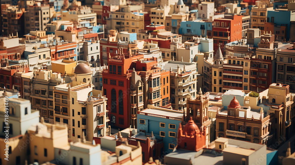 an aerial view of a city with many buildings Barcelona, Spain, Generative ai