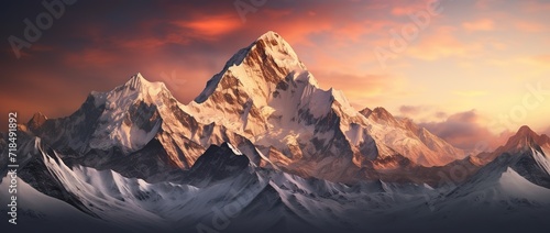 view of the rocky mountains in the afternoon. generative AI © original logo