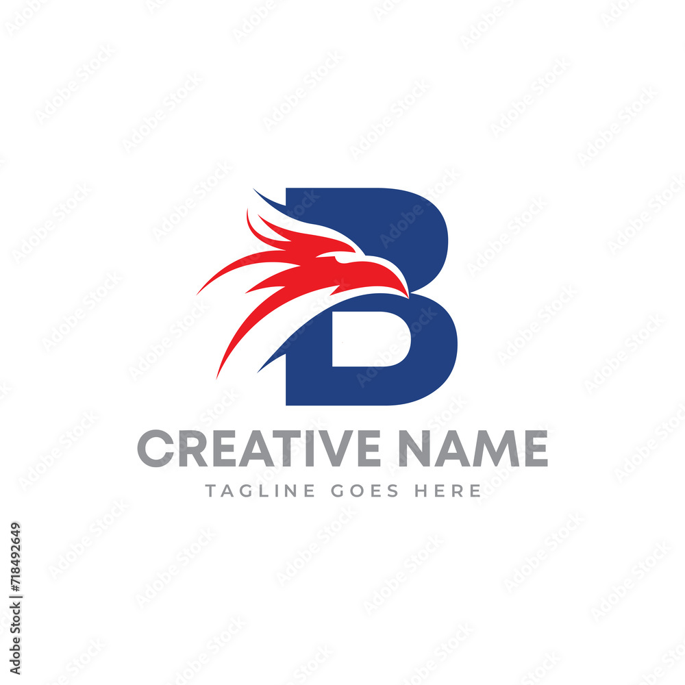 American flag color with eagle head and initial letter B logo. eagle and letter B logo mark. American flag color with eagle head and initial letter B logo. eagle and letter B logo mark.