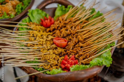 Indonesia Chicken Intestines Satay Or Sate Usus photo