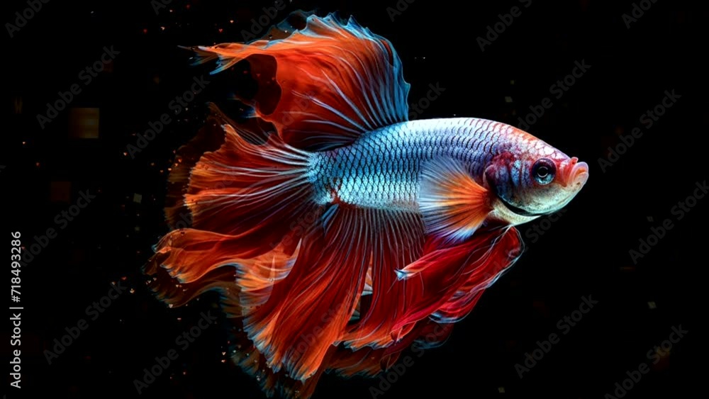 Animation of a red betta fish in an aquarium, fighting fish Animation of a red betta fish in an aquarium, fighting fish
