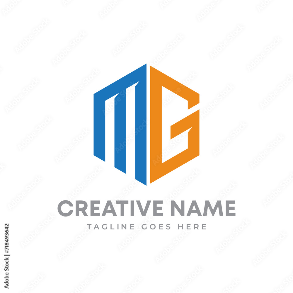 Letter MG hexagon shape monogram logo design Letter MG hexagon shape monogram logo design