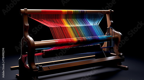 Obraz na płótnie a loom with many multicolored strips, generative ai