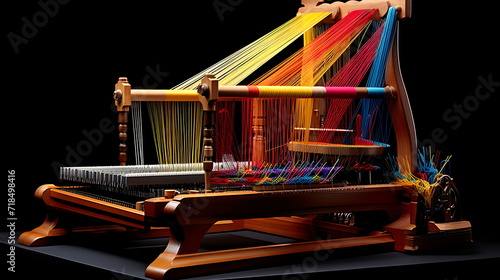 Obraz na płótnie a loom with many multicolored strips, generative ai