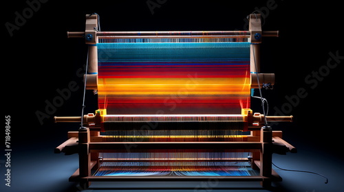 Obraz na płótnie a loom with many multicolored strips, generative ai