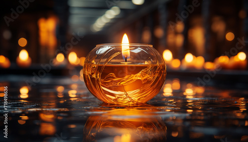 Luxury night celebration  drink whiskey by candlelight  relaxation and reflection generated by AI