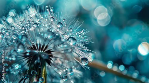 Flowers, ice crystals, petals, water drops, glow and twinkling starlight. like in space © VRAYVENUS