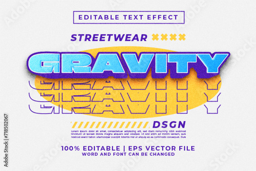 Editable Text Effect Gravity Street Wear Style Premium Vector