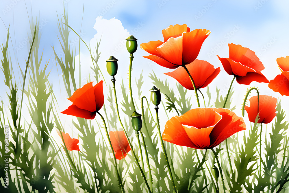 Obraz premium Provence Landscape Watercolor: Illustrations of lavender fields, mountains, rustic houses, trees, and more generative ai