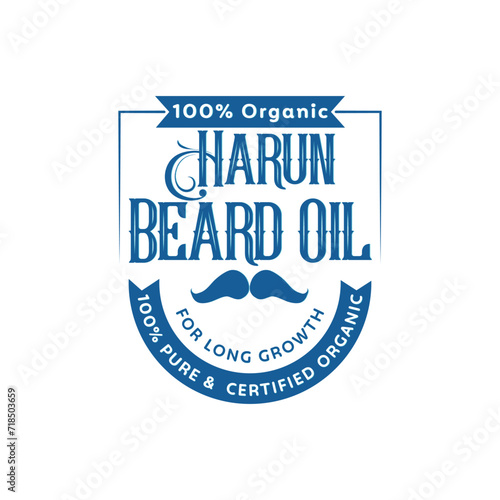 Abstract professional Blue color Beard Oil Logo Design Template