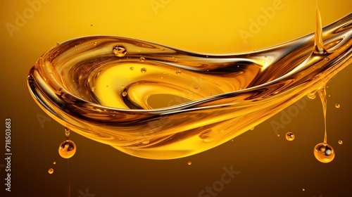 Waves of golden yellow oil. generative AI