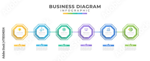 Business infographics form six options, processes or steps for presentation visuals © Khoirul Project