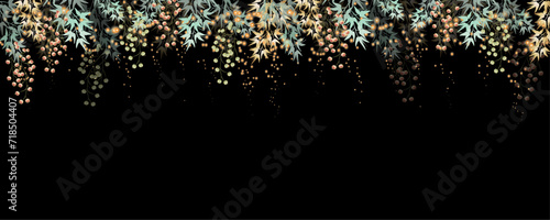 Vector art deco luxury flower, leaves, gold shine line art background. Golden botany banner. Japanese style Hand drawn vector. Line art style design. Hand drawn florals for packaging,coveand wall arts