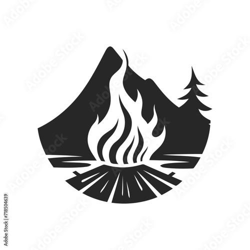 Camp fire logo design vector template