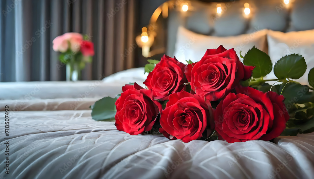 Obraz premium Luxurious Comfort with a Bouquet of Red Roses