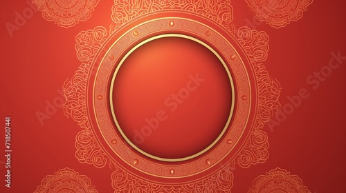 chinese frame red and gold with circular border background for greeting banner festival chinese new years