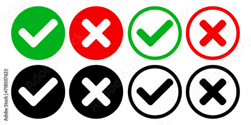 green tick and red cross	