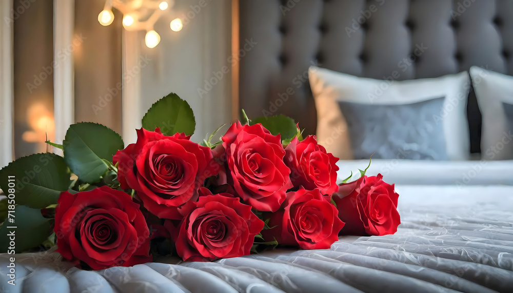 Obraz premium Luxurious Comfort with a Bouquet of Red Roses