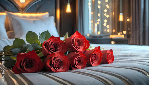 Luxurious Comfort with a Bouquet of Red Roses photo