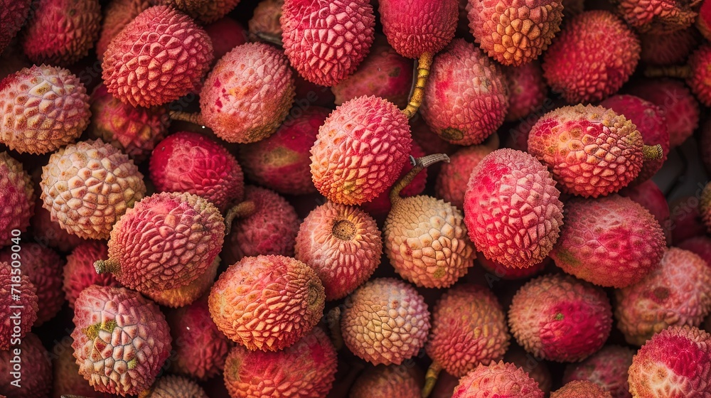 close up of lychees on a stall close up of lychees on a stall