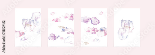 桜の背景。水彩タッチの桜ベクターイラスト。桜の和素材。綺麗な満開の桜ポストカードテンプレート。Cherry blossom background. Cherry blossom vector illustration with watercolor touch. Cherry blossoms Japanese material. Beautiful cherry blossom postcard