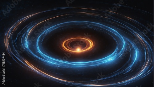 Black hole emitting trail of blue glowing neon lights from Generative AI