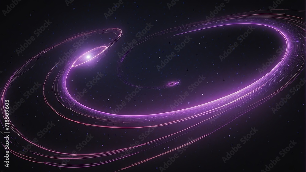 Black hole emitting trail of purple glowing neon lights from Generative AI