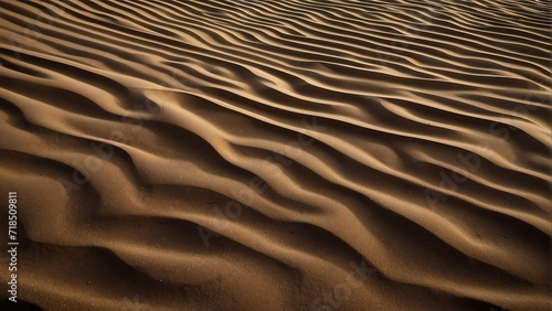 Dark brown sand wavy texture with ridges and ripples background from Generative AI