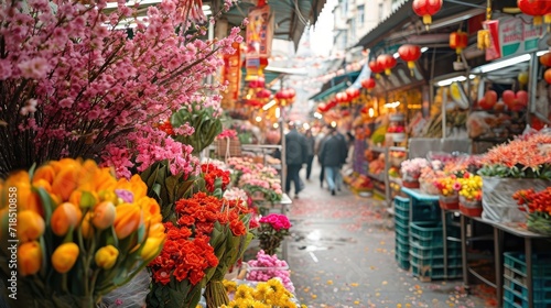 Floral Splendor- Showcasing the Elegance and Symbolism of Lunar New Year Flower Markets