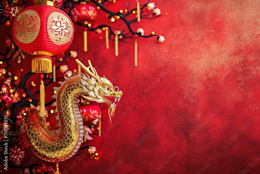 Fototapeta premium drogon background in the chinese new year