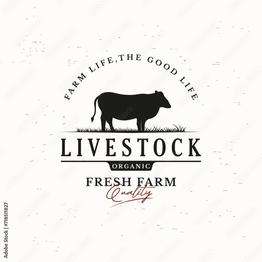 Obraz premium Retro vintage premium quality organic animal farm logo design. Logo for business, livestock, labels and badges.