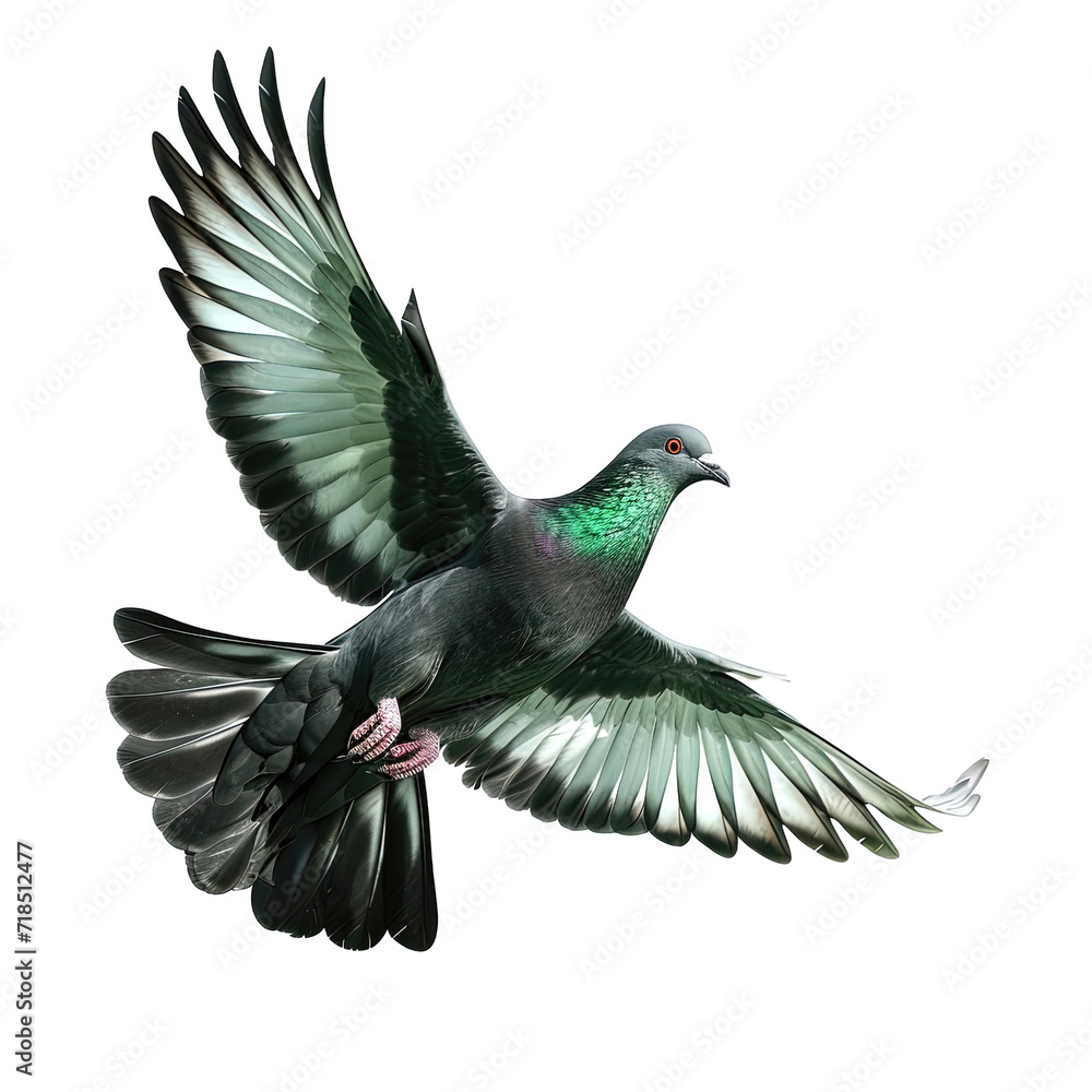 Obraz premium Black Green Pigeon Isolated