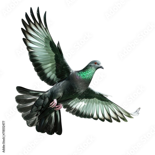 Black Green Pigeon Isolated