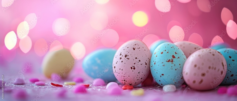 Celebrating the Festival with Egg-Centric Bokeh Background, a Delightful Concept for Easter Festivities