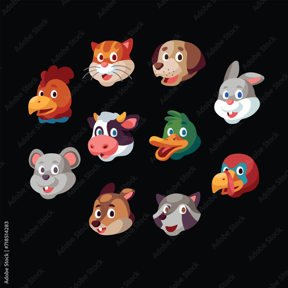 one set of animal icon illustrations one set of animal icon illustrations