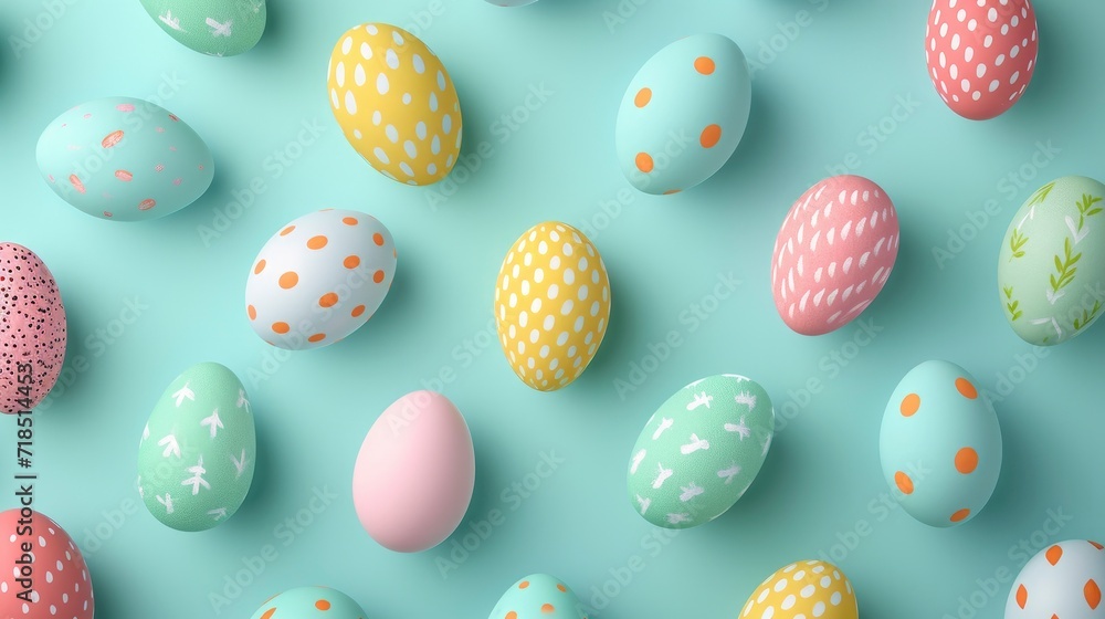 Different color egg seamless patterns, Happy Easter