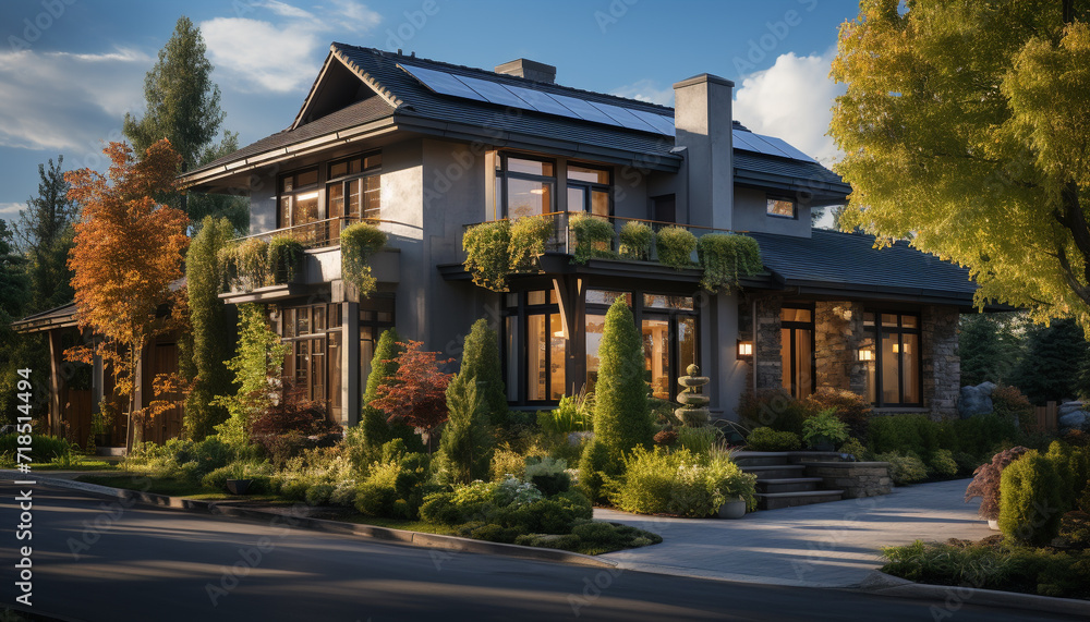 Luxury home in the suburbs, surrounded by nature generated by AI Luxury home in the suburbs, surrounded by nature generated by AI