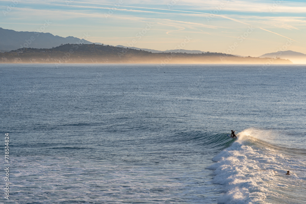 Obraz premium Surfing, Campus Point, UCSB, Early Morning Light, California Surfing Culture