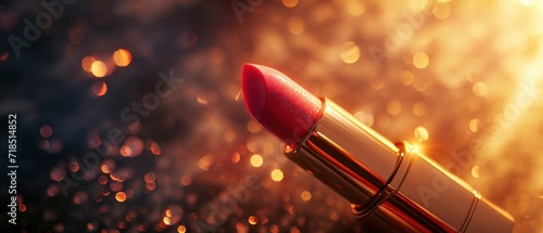 Makeup Product Advertisement. Lipstick Product Photography in Pink Hue