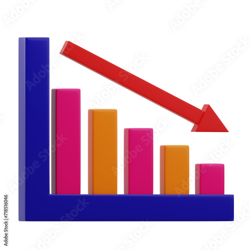 Free Download Decreased Bar Chart 3D Icon - GFXLoad