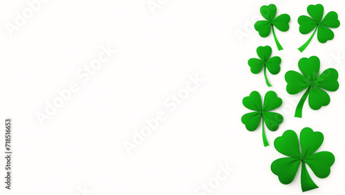 st patrick's day shamrock border with four leaf clovers and copy space