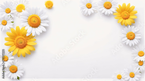 white and yellow daisy flowers on a white background