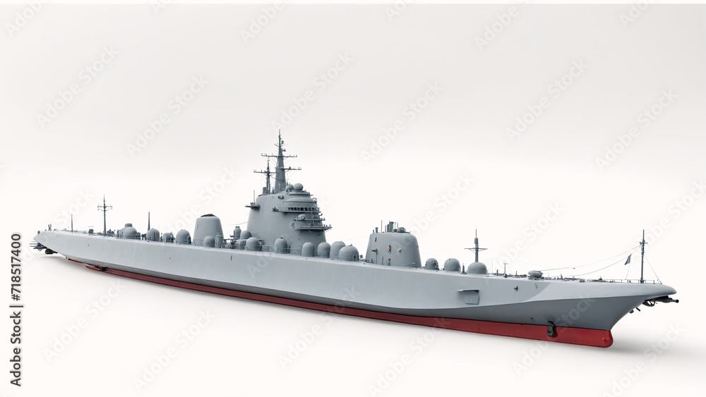 a model of a large military ship on a white background