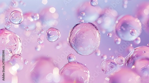 Cosmetics Microdroplets Floating, Creating Mesmerizing Bubbles in Water, a Captivating Visual for Advertising.