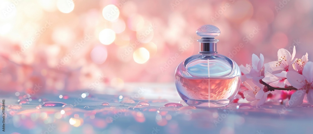 Fragrance for cosmetic ad on bokeh background. Makeup Product Advertisement. Fragrance for cosmetic ad on bokeh background. Makeup Product Advertisement.