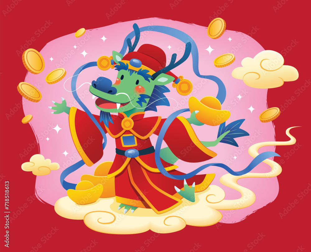 Chinese New Year, illustration of a dragon as an icon of the Chinese New Year's Day feeling