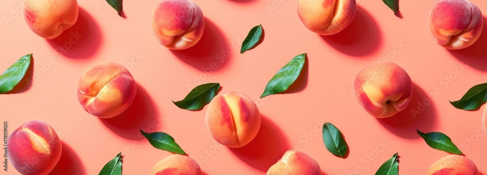 peach fuzz fruit seamless pattern on peach fuzz colour background. Colour of the year 2024 peach fuzz fruit seamless pattern on peach fuzz colour background. Colour of the year 2024